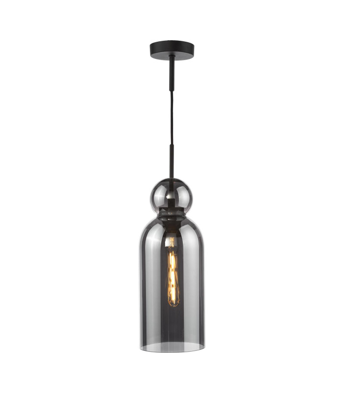 Tao Ceiling Pendant Matt Black and Smoked Glass-1