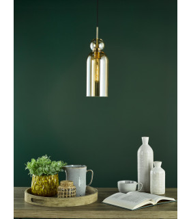 Tao Ceiling Pendant Brushed Bronze and Amber Glass-2