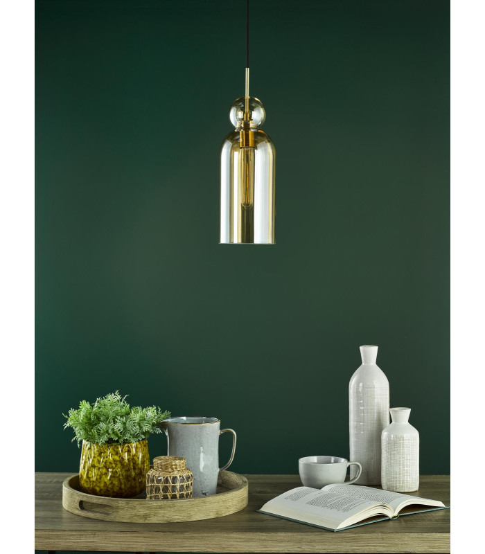 Tao Ceiling Pendant Brushed Bronze and Amber Glass-3