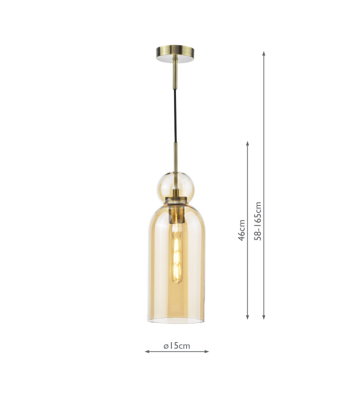 Tao Ceiling Pendant Brushed Bronze and Amber Glass-4