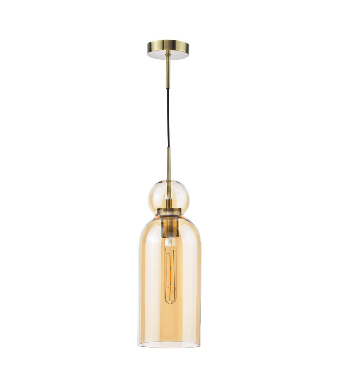 Tao Ceiling Pendant Brushed Bronze and Amber Glass-5