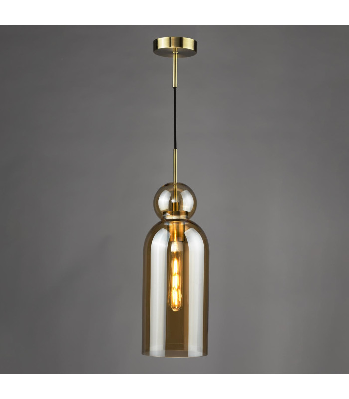 Tao Ceiling Pendant Brushed Bronze and Amber Glass-10