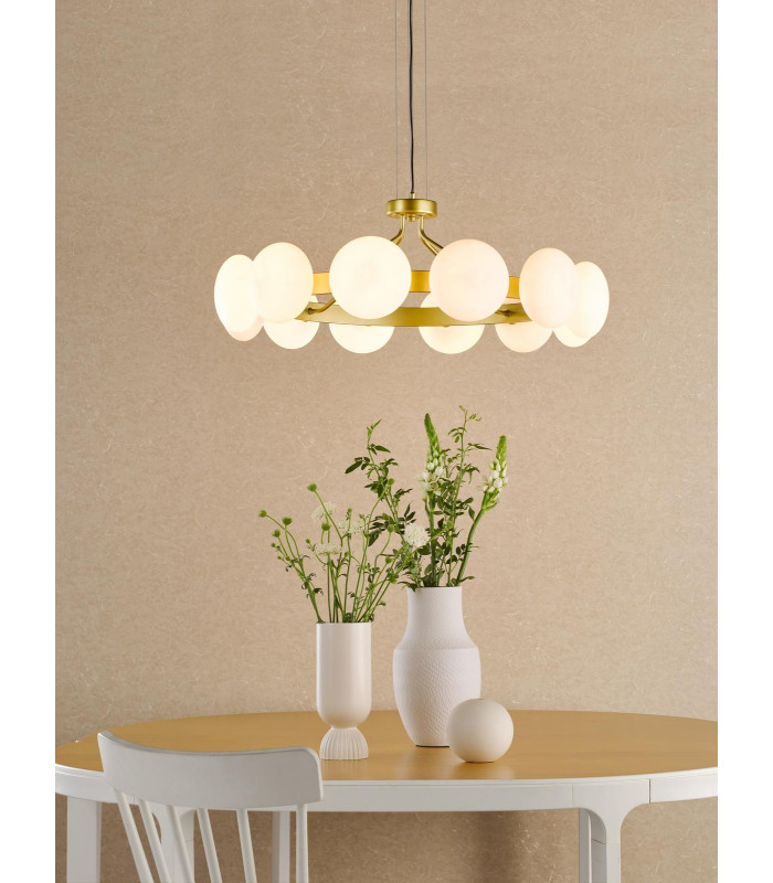 Tauri Ceiling Pendant Matt Gold and Opal Glass-2
