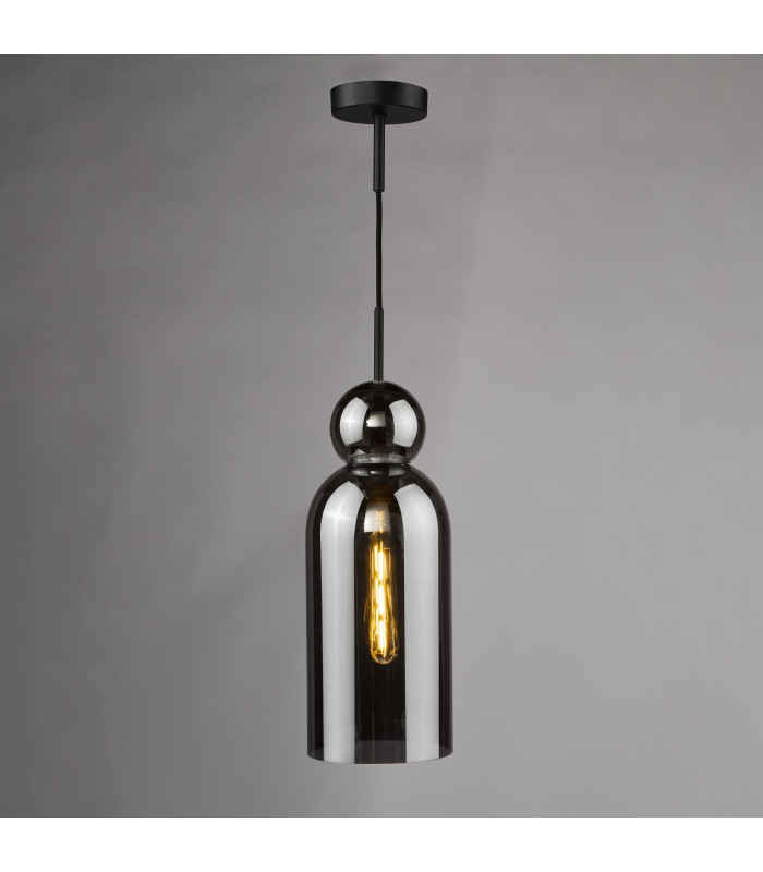 Tao Ceiling Pendant Matt Black and Smoked Glass-10