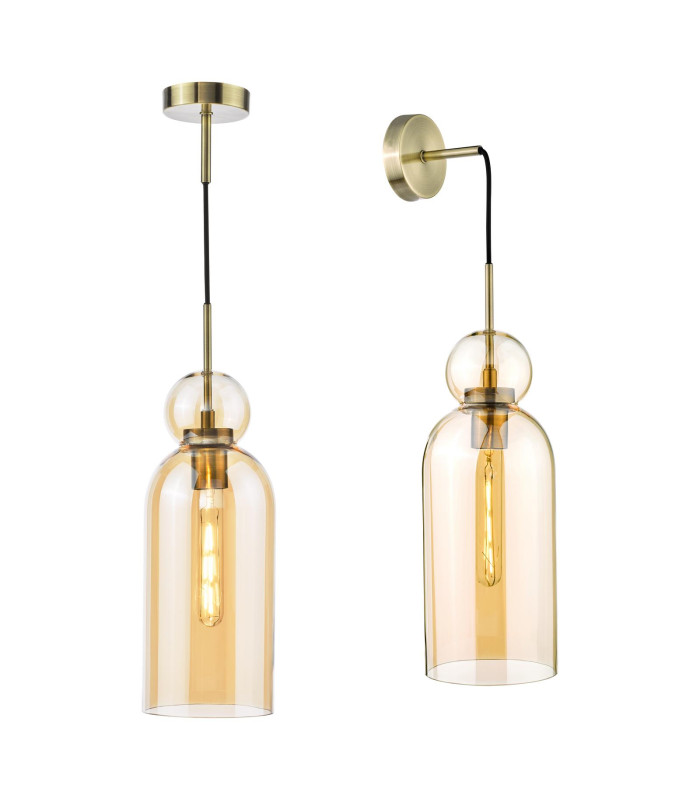 Tao Ceiling Pendant Brushed Bronze and Amber Glass-11