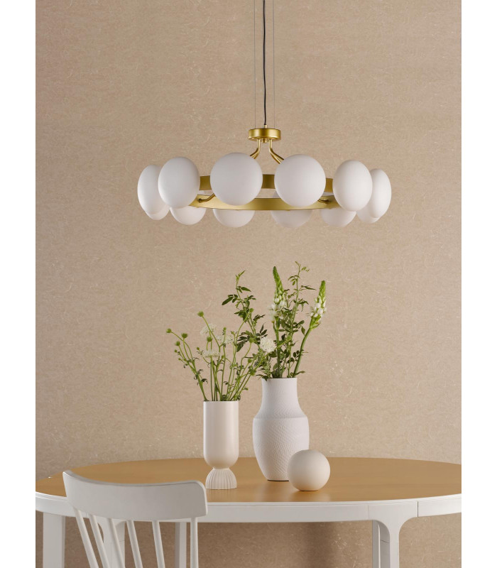 Tauri Ceiling Pendant Matt Gold and Opal Glass-3