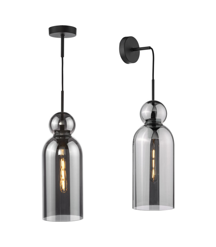 Tao Ceiling Pendant Matt Black and Smoked Glass-11