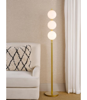 Tauri 3 Light Floor Lamp Matt Gold and Opal Glass-2