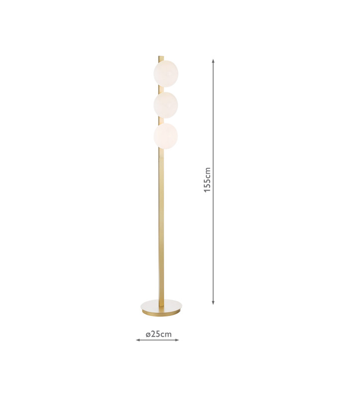 Tauri 3 Light Floor Lamp Matt Gold and Opal Glass-4