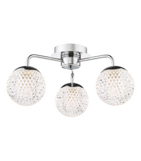 Teva 3 Light Semi-Flush Polished Chrome and Faceted Acrylic IP44-1