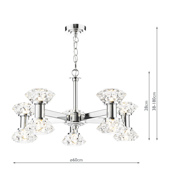 Tiana 10 Light Armed Ceiling Pendant Polished Chrome-2