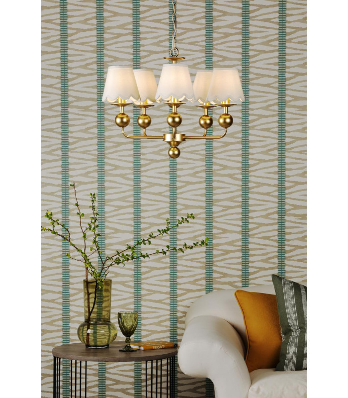 Tilda 5 Light Ceiling Pendant Satin Gold With Shade-2