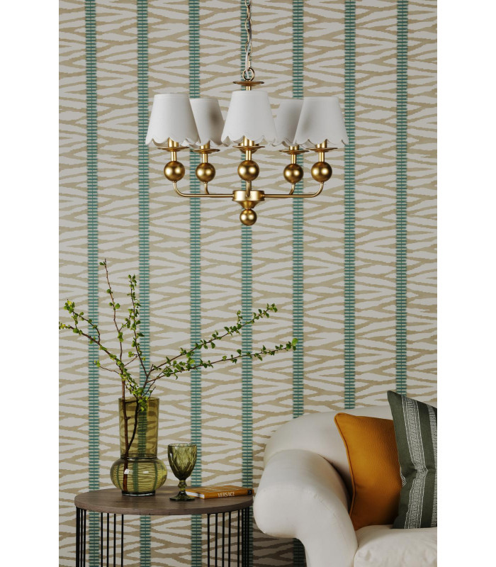 Tilda 5 Light Ceiling Pendant Satin Gold With Shade-3