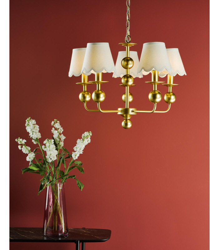 Tilda 5 Light Ceiling Pendant Satin Gold With Shade-4
