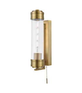 Tommaso Bathroom Wall Light Antique Bronze and Ribbed Glass IP44-1