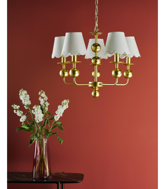 Tilda 5 Light Ceiling Pendant Satin Gold With Shade-5
