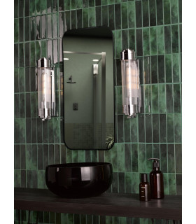 Tommaso Bathroom Wall Light Polished Nickel and Ribbed Glass IP44-2