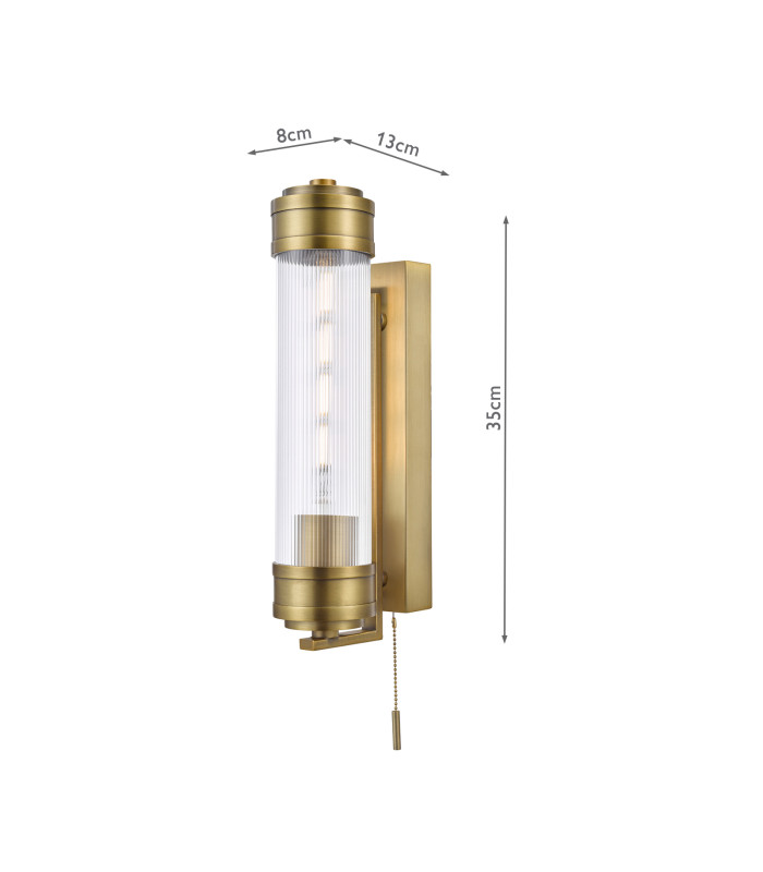 Tommaso Bathroom Wall Light Antique Bronze and Ribbed Glass IP44-4