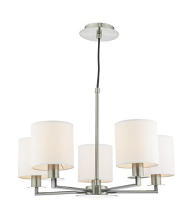 Tyler 5 Light Armed Ceiling Pendant Satin Nickel With Shade