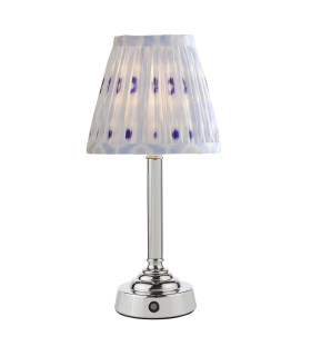 Virgil Rechargeable Table Lamp Polished Nickel With Shade LED-1