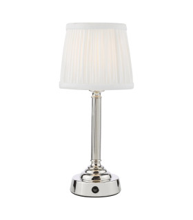 Virgil Rechargeable Table Lamp Polished Nickel With Shade LED-1