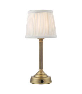 Virgil Rechargeable Table Lamp Matt Antique Brass With Shade LED-1
