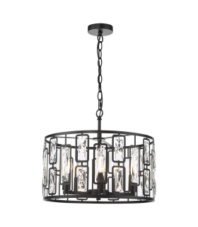 Zoelle 5 Light Ceiling Pendant Matt Black and Crystal-1