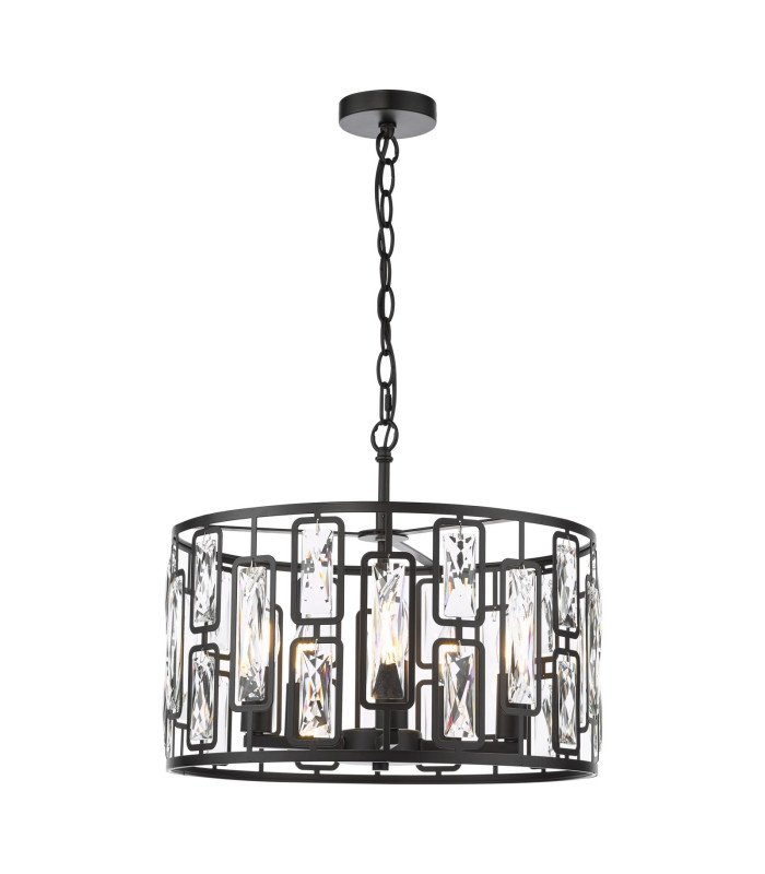 Zoelle 5 Light Ceiling Pendant Matt Black and Crystal-1