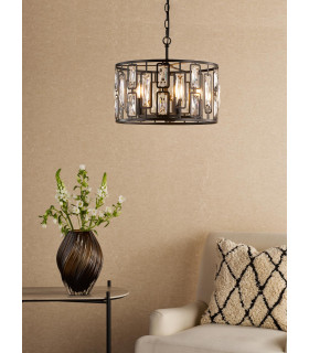 Zoelle 5 Light Ceiling Pendant Matt Black and Crystal-2