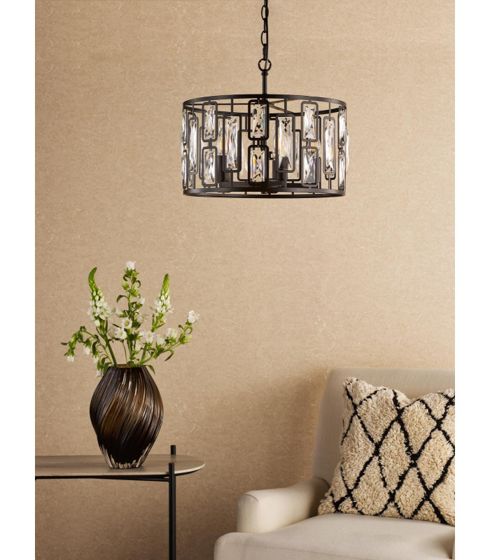 Zoelle 5 Light Ceiling Pendant Matt Black and Crystal-3