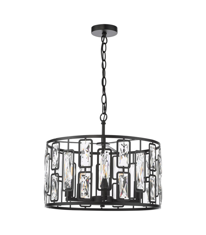 Zoelle 5 Light Ceiling Pendant Matt Black and Crystal-5