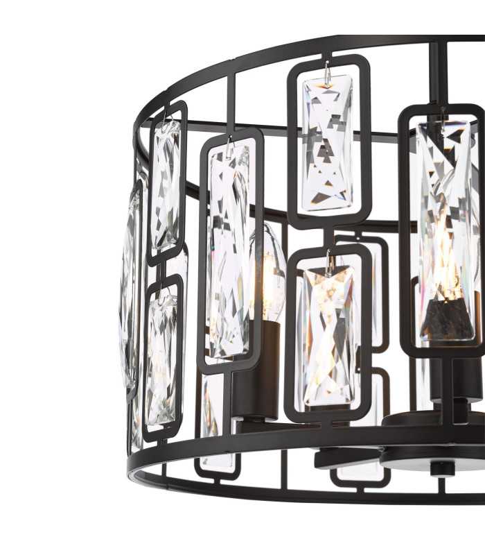 Zoelle 5 Light Ceiling Pendant Matt Black and Crystal-6