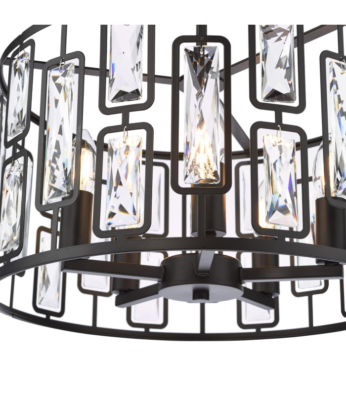 Zoelle 5 Light Ceiling Pendant Matt Black and Crystal-8