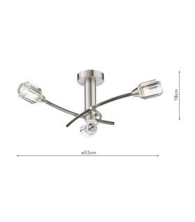Zonda 3 Light Semi-Flush Brushed Nickel and Crystal-2