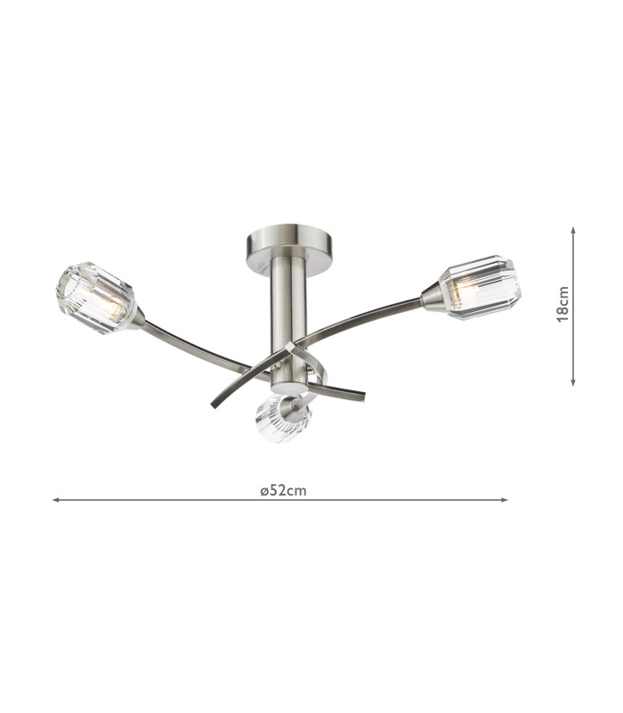 Zonda 3 Light Semi-Flush Brushed Nickel and Crystal-2