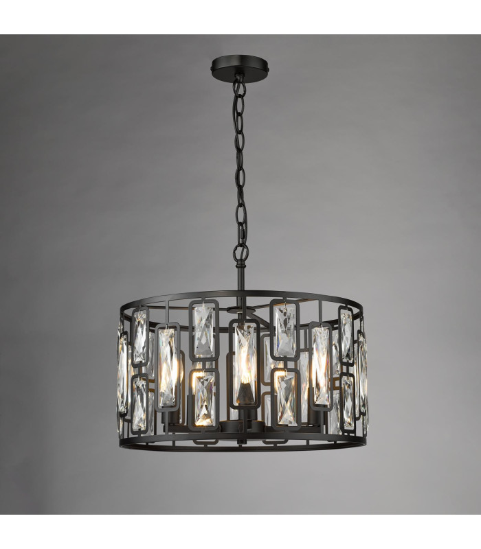 Zoelle 5 Light Ceiling Pendant Matt Black and Crystal-9