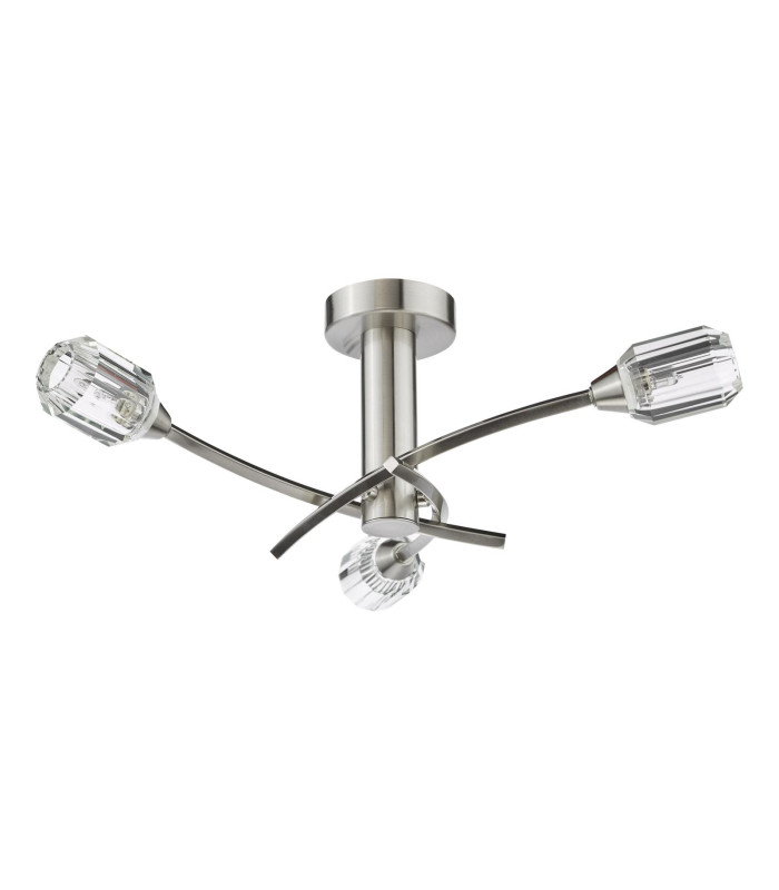 Zonda 3 Light Semi-Flush Brushed Nickel and Crystal-3