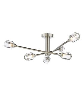 Zonda 6 Light Semi-Flush Brushed Nickel and Crystal-1