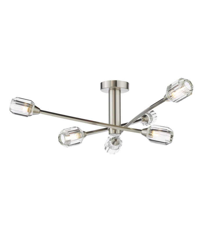 Zonda 6 Light Semi-Flush Brushed Nickel and Crystal-1