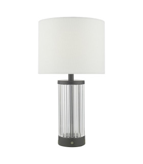 Enrico Rechargeable Table Lamp Satin Black and Glass With Shade LED-1