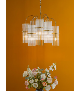 Eniola 9 Light Ceiling Pendant Natural Brass and Glass-2