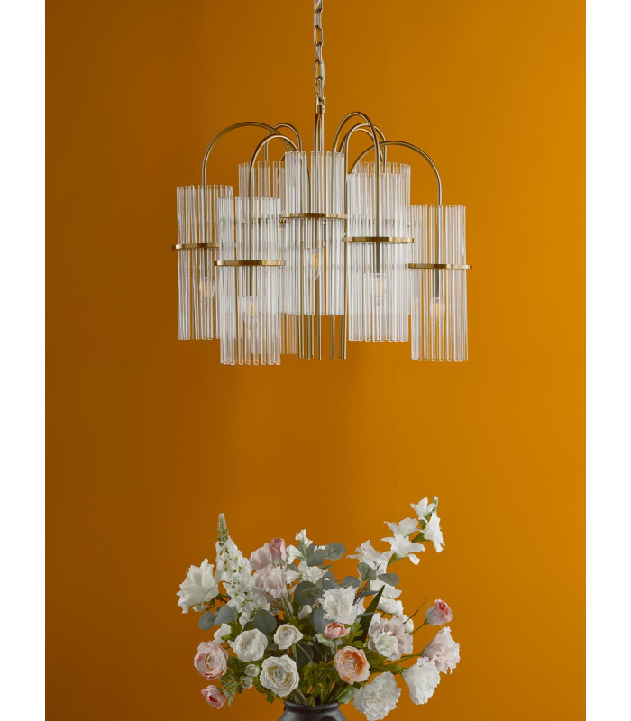 Eniola 9 Light Ceiling Pendant Natural Brass and Glass-3