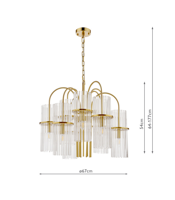Eniola 9 Light Ceiling Pendant Natural Brass and Glass-4
