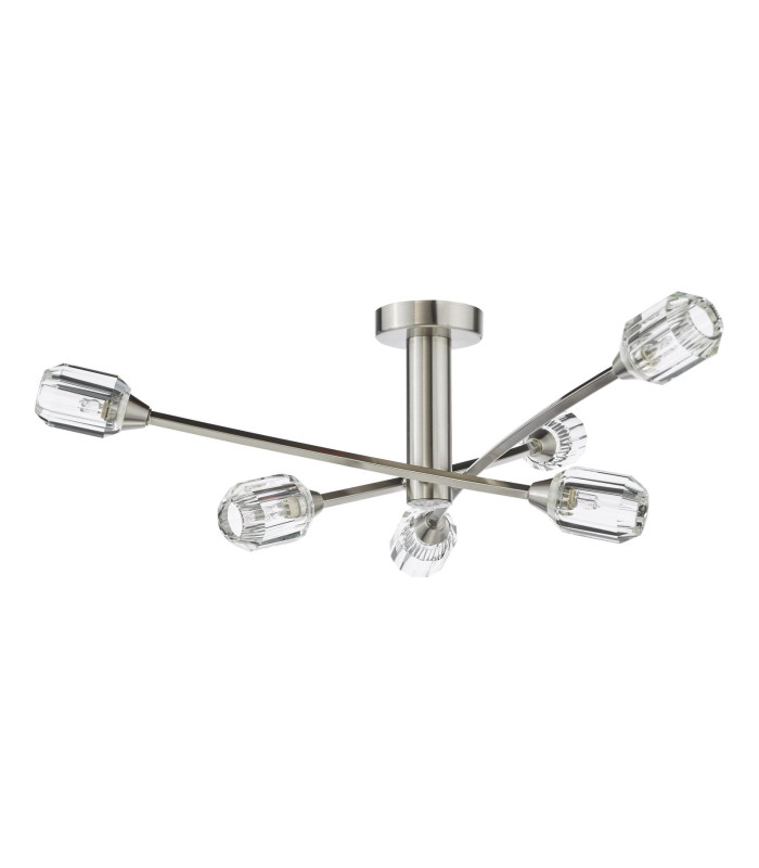 Zonda 6 Light Semi-Flush Brushed Nickel and Crystal-7