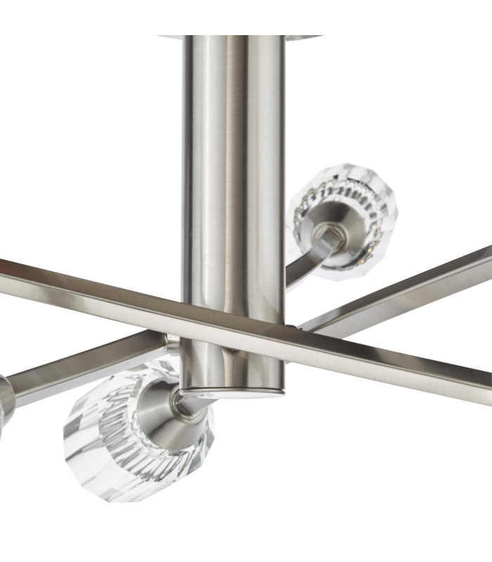 Zonda 6 Light Semi-Flush Brushed Nickel and Crystal-9