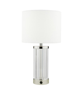 Enrico Rechargeable Table Lamp Polished Nickel and Glass With Shade LED-1