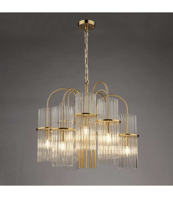 Eniola 9 Light Ceiling Pendant Natural Brass and Glass-9