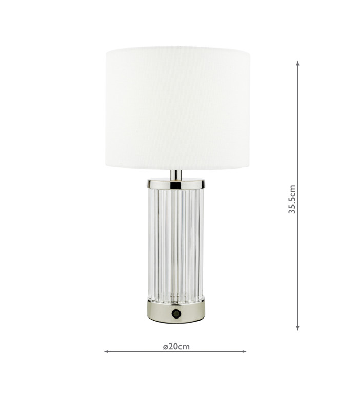 Enrico Rechargeable Table Lamp Polished Nickel and Glass With Shade LED-4