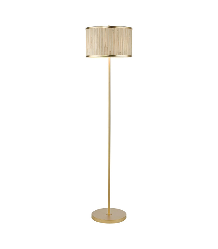 Fenella 3 Light Floor Lamp Gold Leaf and Seagrass-1
