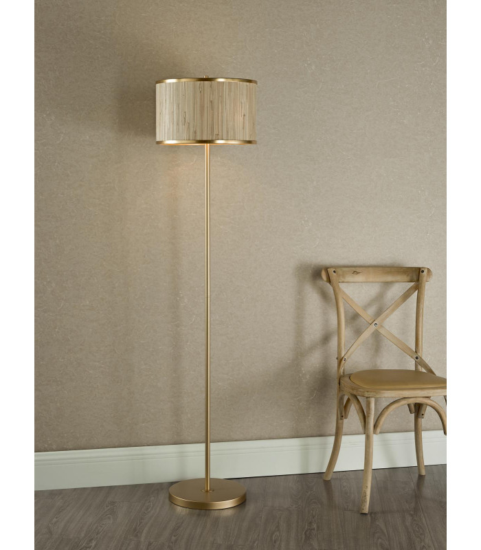 Fenella 3 Light Floor Lamp Gold Leaf and Seagrass-2